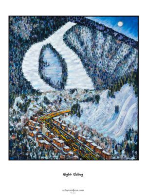 Night skiing at Steamboat Ski area print