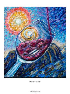 Red wine at sunset